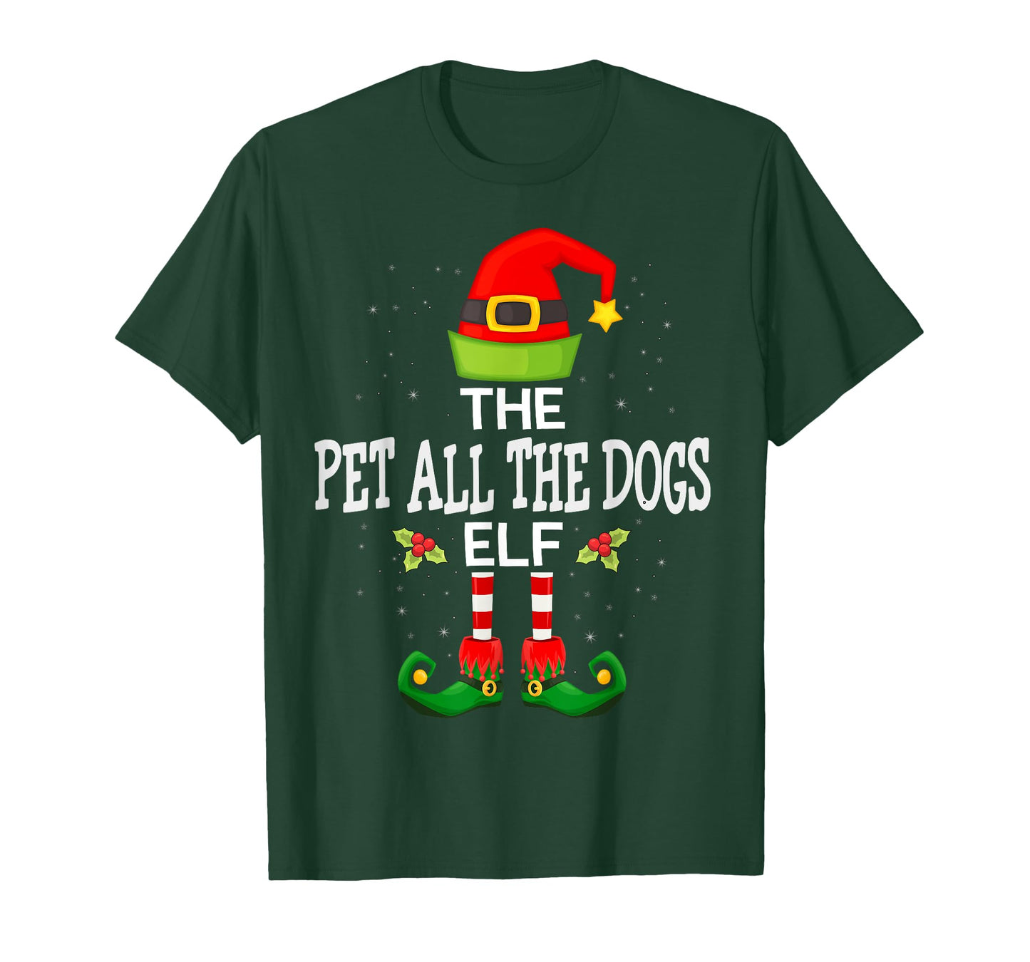 The Pet All The Dogs Elf Christmas Family Matching Pajama T-Shirt