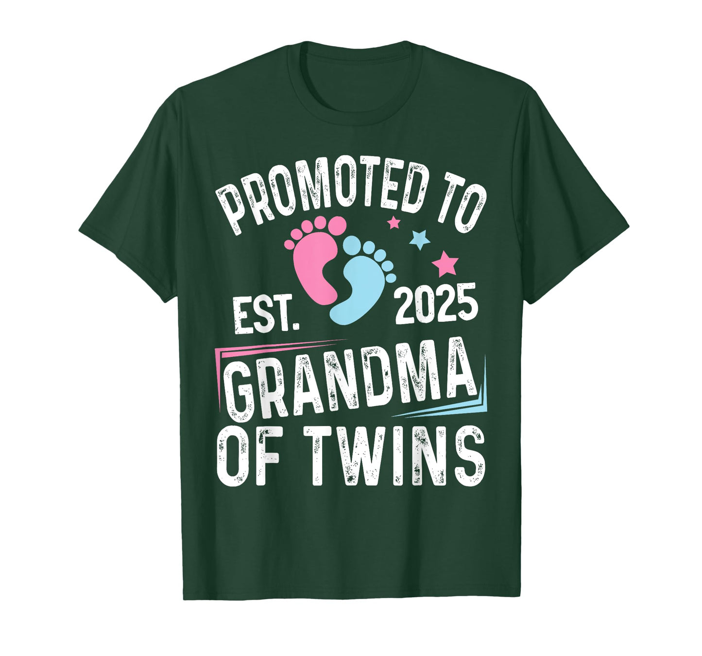 Promoted To Grandma Of Twins Est 2025 Baby Shower T-Shirt
