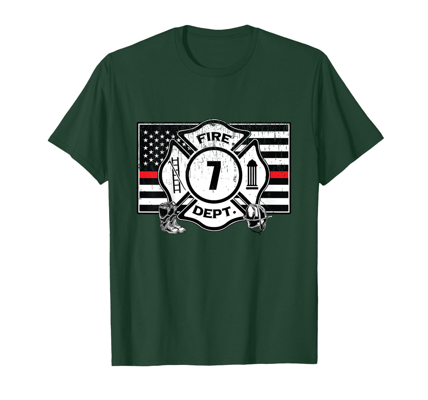 7th Birthday Firefighter Fire Truck 7 Year Old T-Shirt