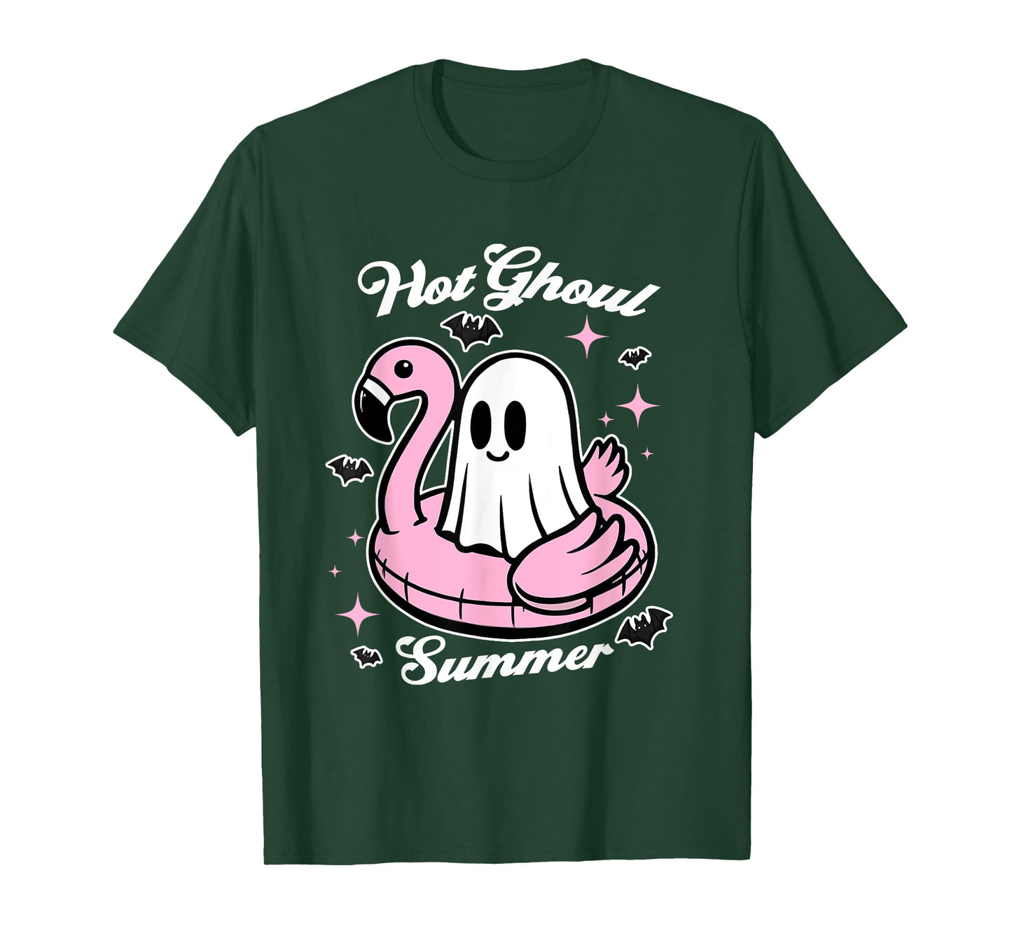 Hot Ghoul Summer Flamingo Ghost Summerween T-Shirt