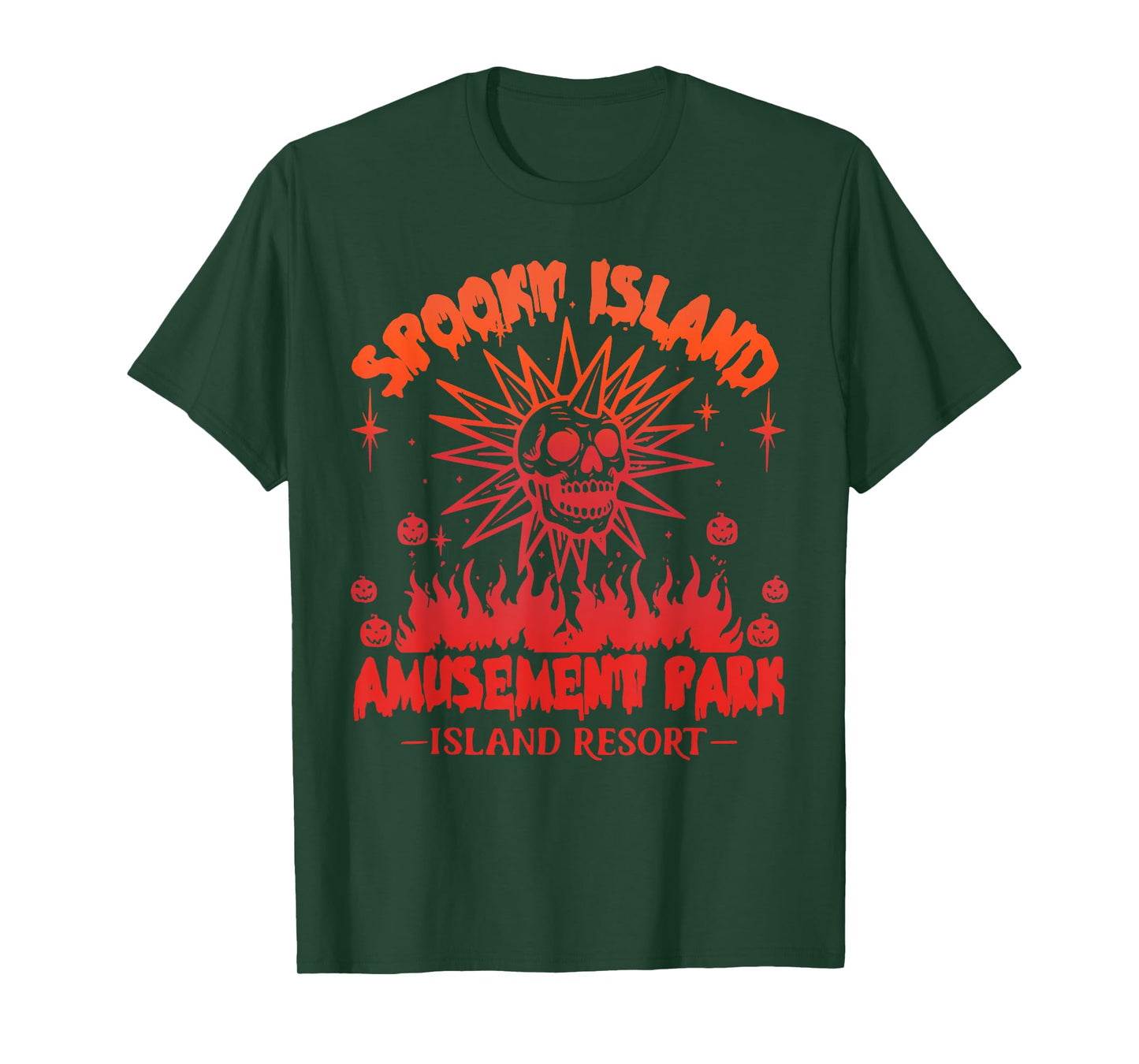 Funny Halloween Spooky Island Est 2002 Amusement Park Skull T-Shirt