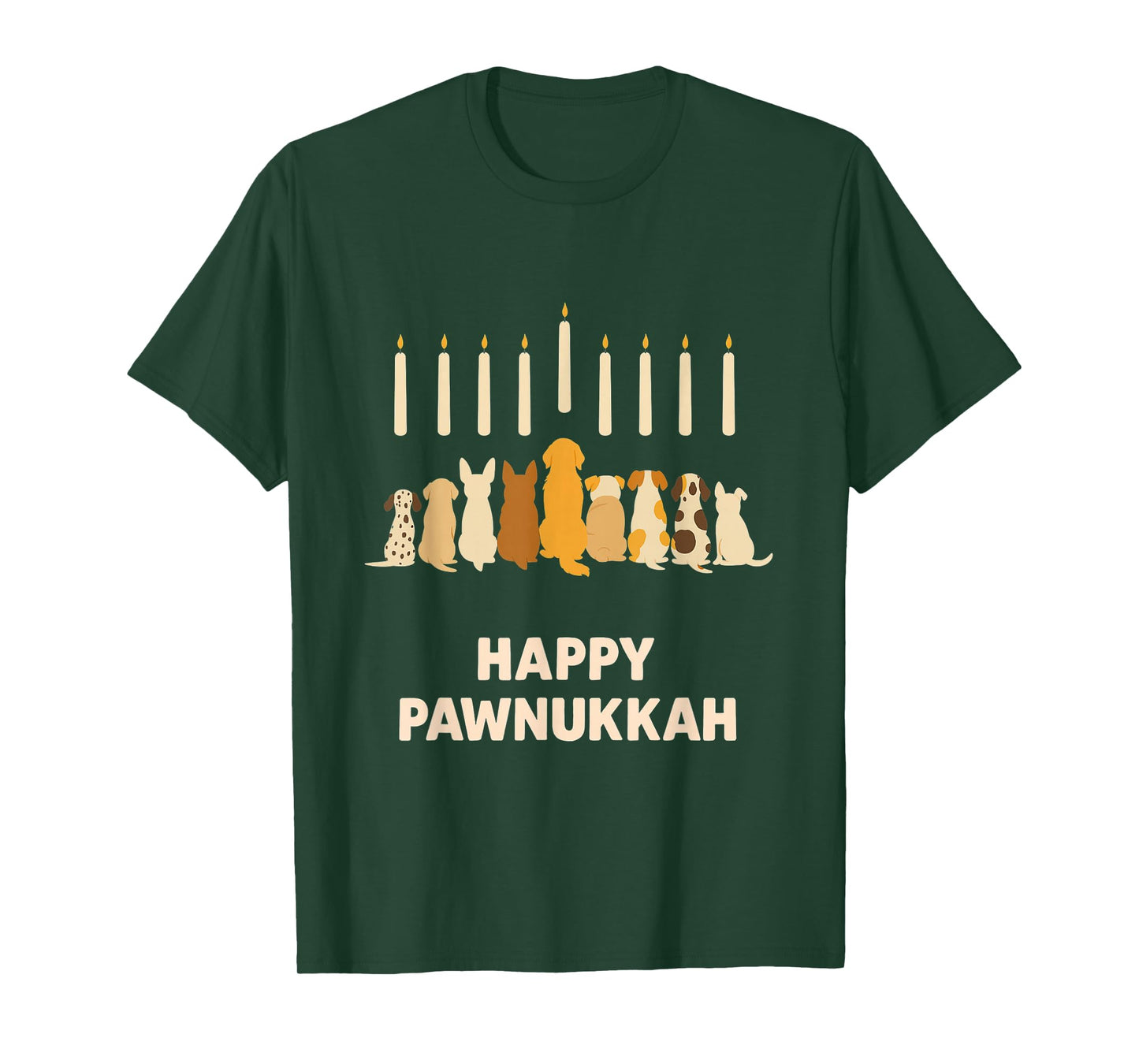 Happy Pawnukkah – Funny Jewish Hanukkah Dog Menorah Design T-Shirt