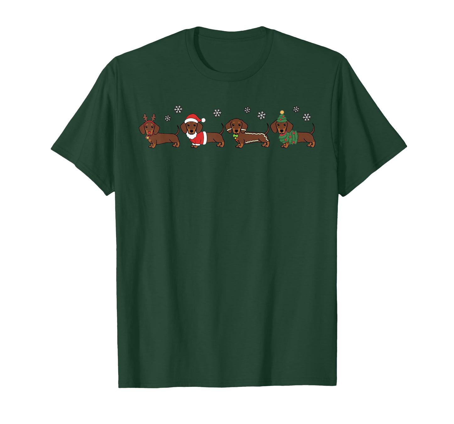 Funny Dog Dachshund Merry Christmas Xmas Snowflake Holiday T-Shirt