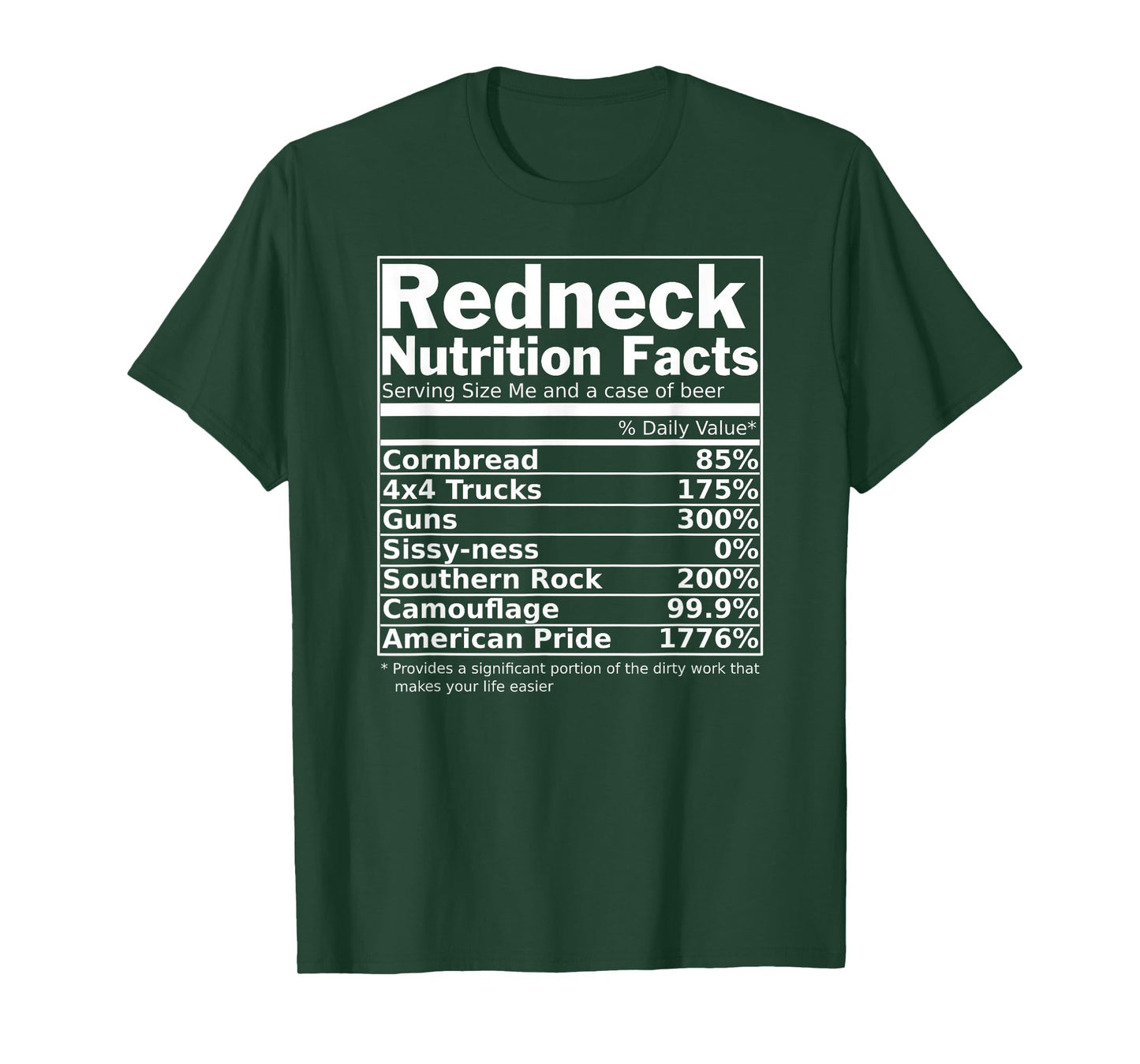 Redneck Nutrition Facts Funny T-Shirt T-Shirt