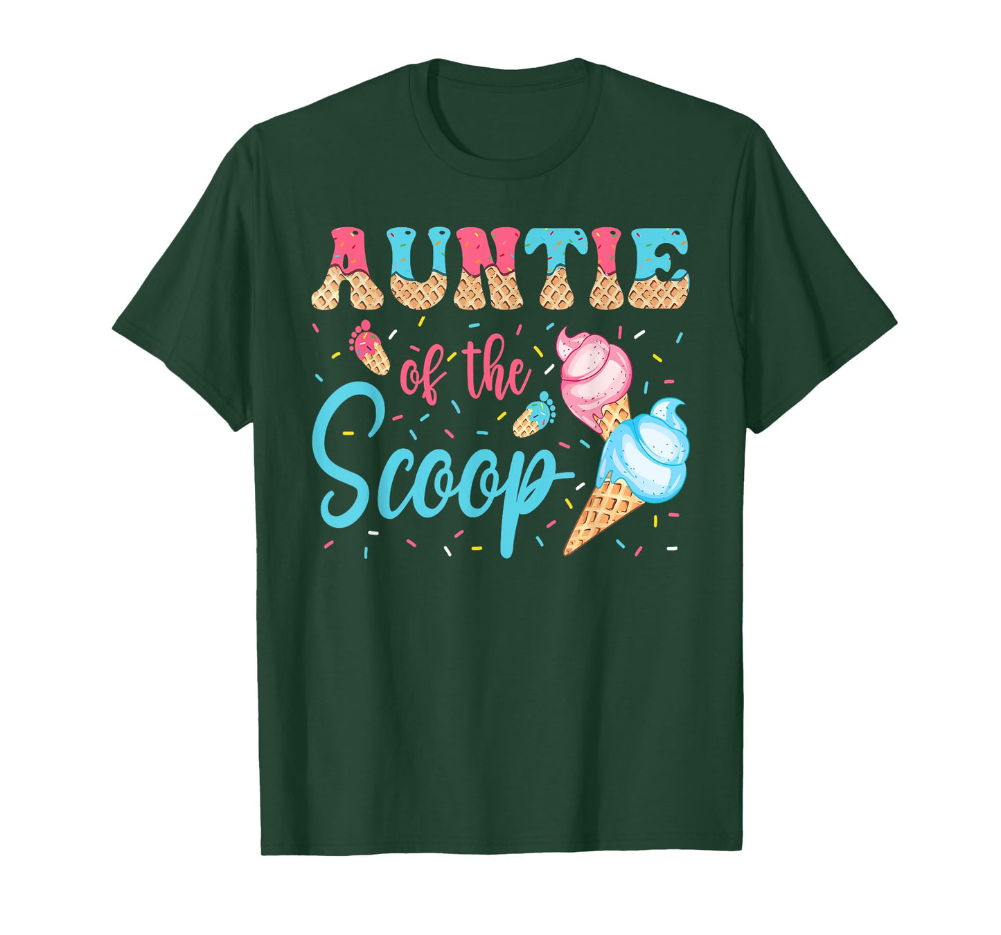 Auntie Of The Scoop Ice Cream Gender Reveal Baby Shower T-Shirt
