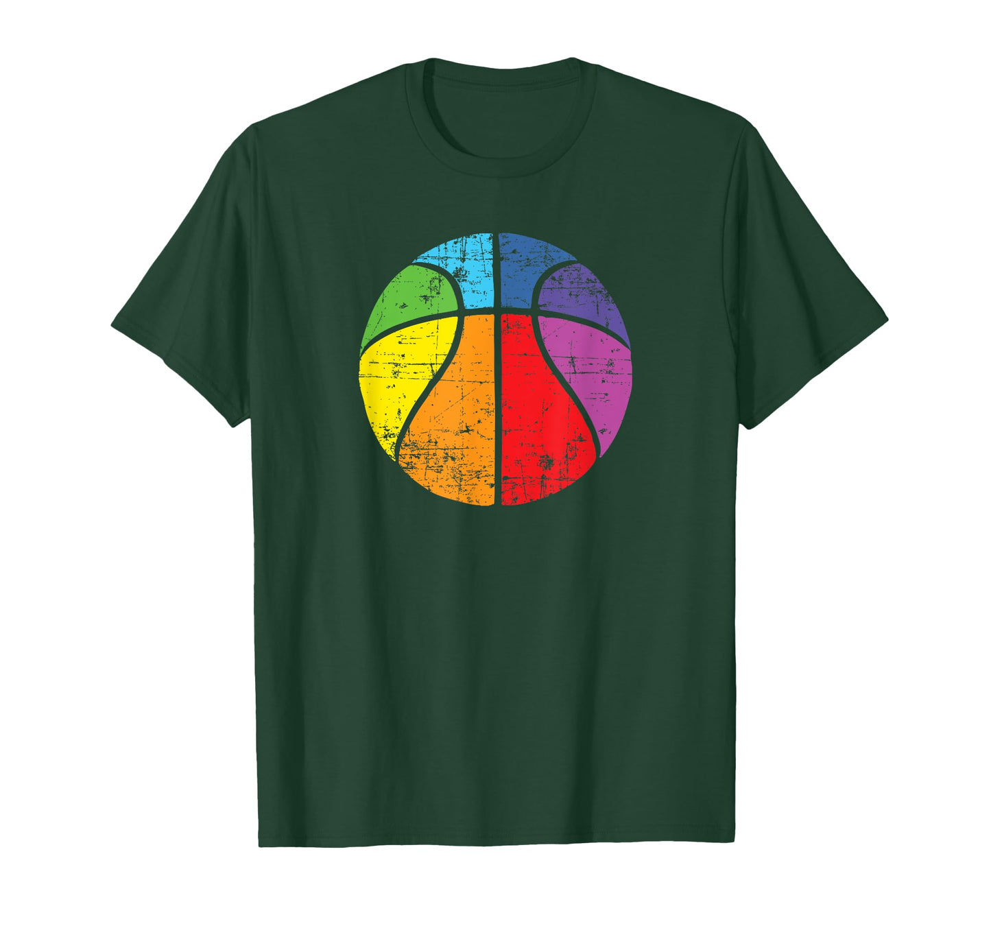 Rainbow Basketball Vintage Distressed Logo T-Shirt