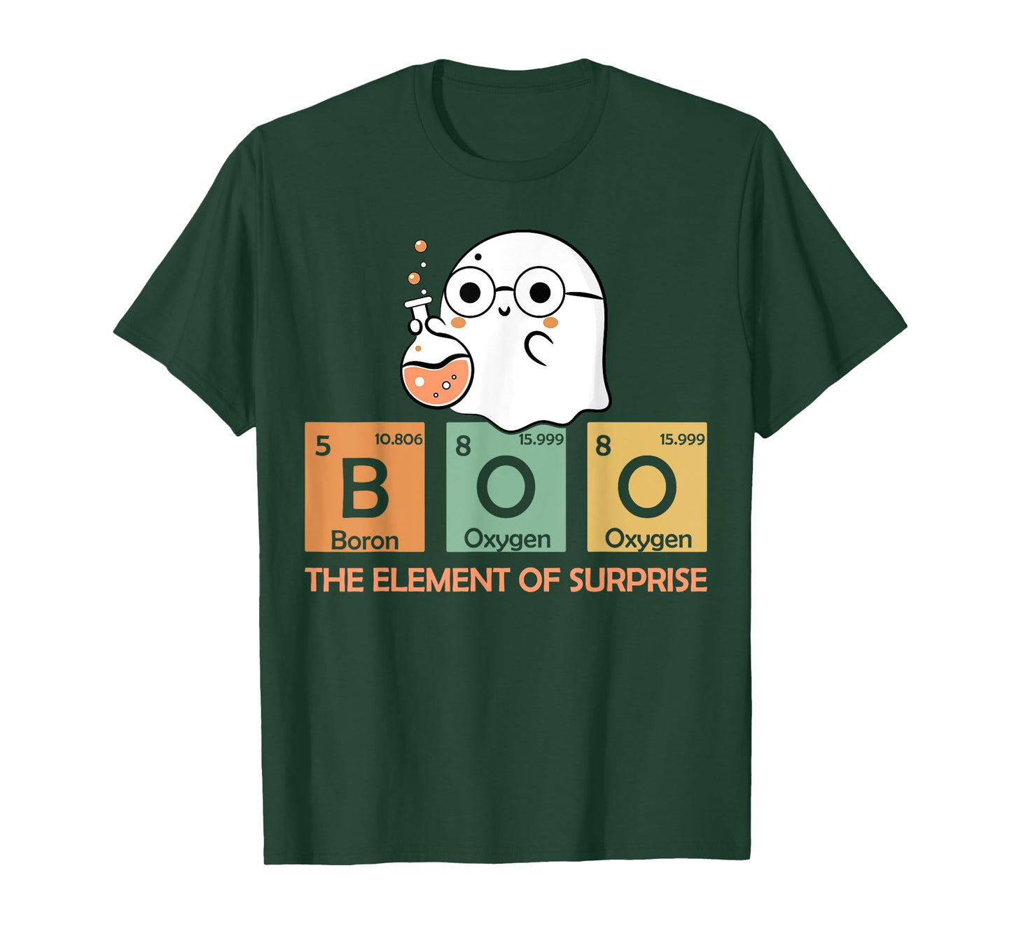 Cute Chemistry Boo The Element Of Surprise Chemist Halloween T-Shirt