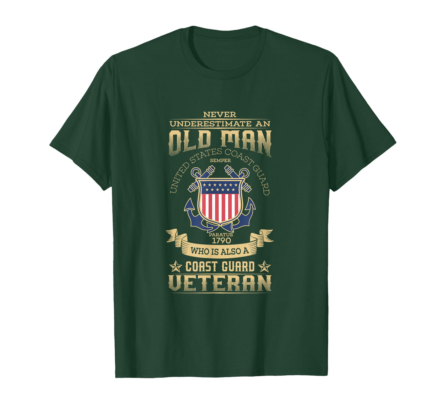 Never Underestimate an Old Man | Coast Guard Gift T-Shirt