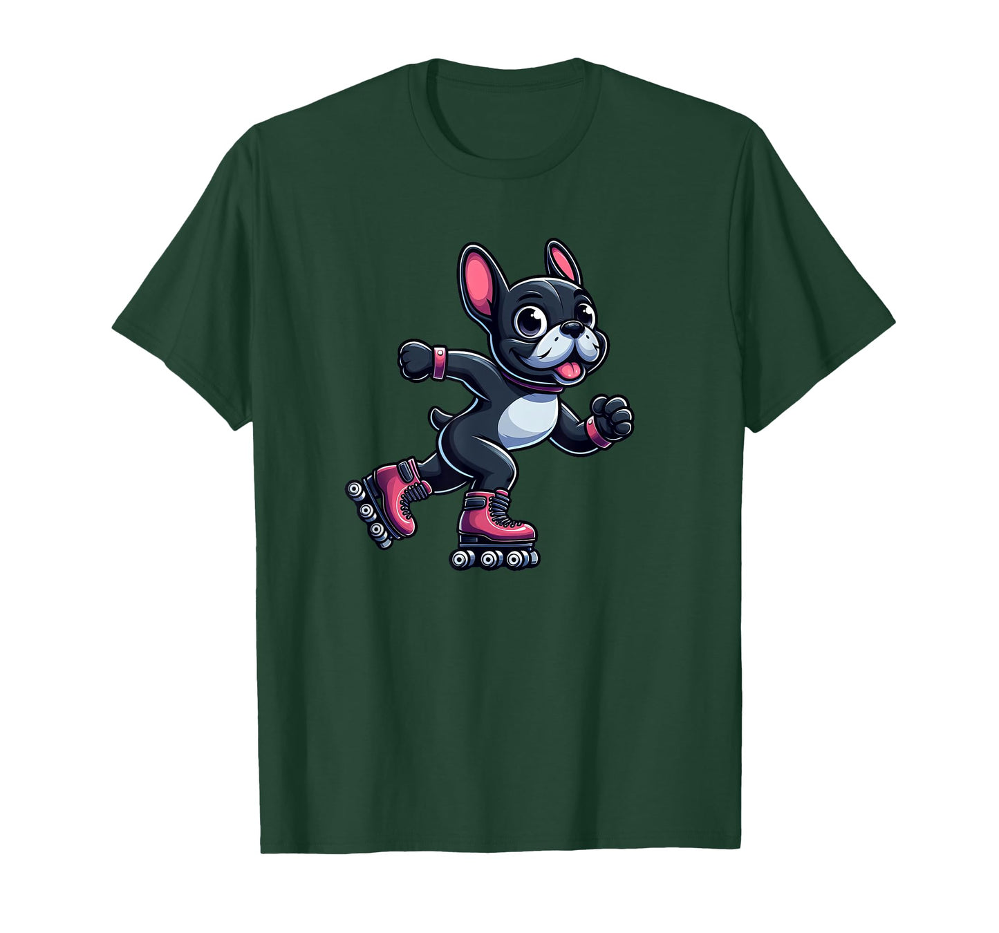 French Bulldog Roller Skating Dog Funny Skater Men Women Girls Kids T-Shirt
