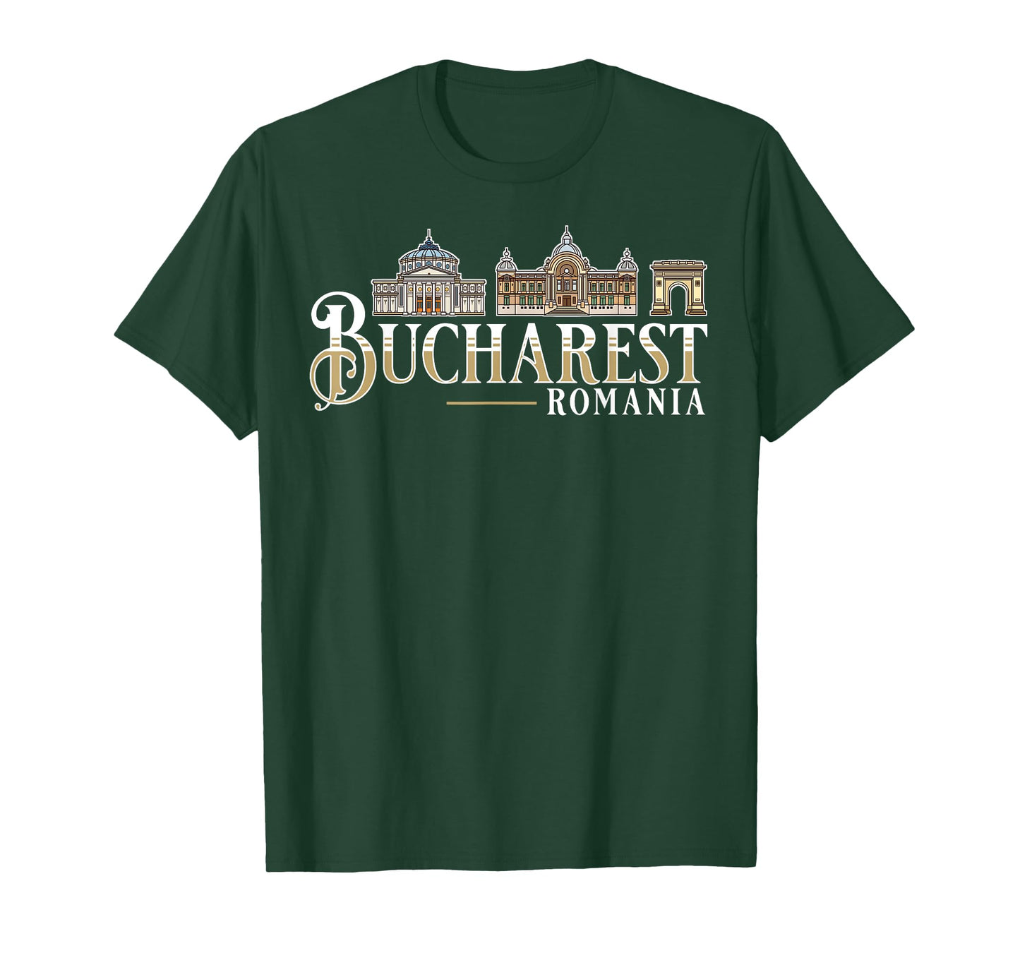 Bucharest Romania City Skyline Map Travel T-Shirt