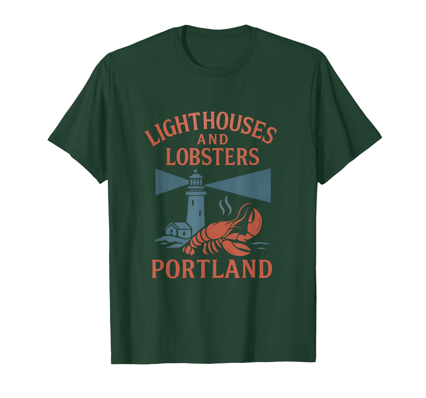 Portland ME Lighthouses and Lobsters Vintage Design T-Shirt