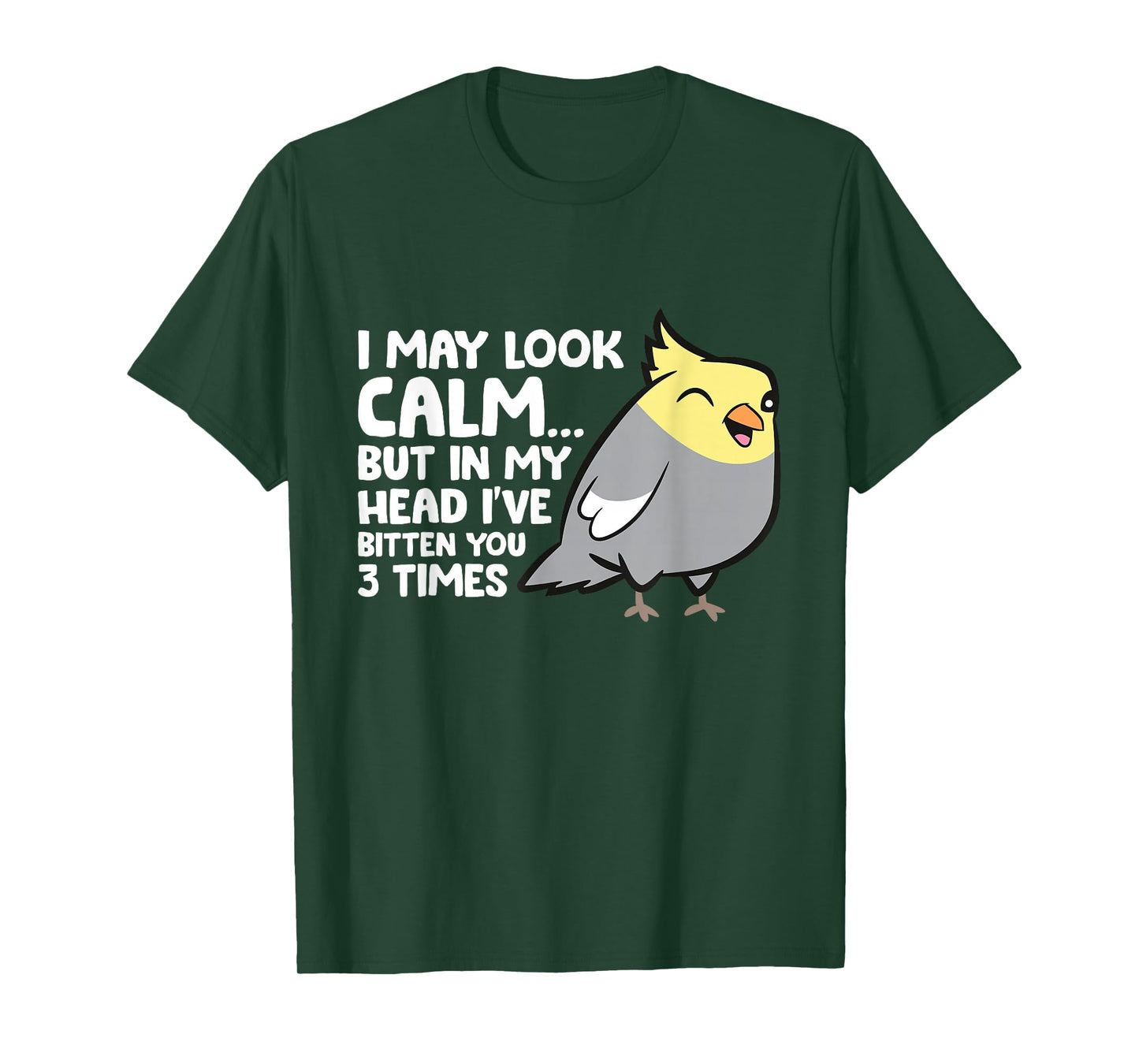 In My Head I've Bitten You 3 Times Funny Cockatiel Parrot T-Shirt