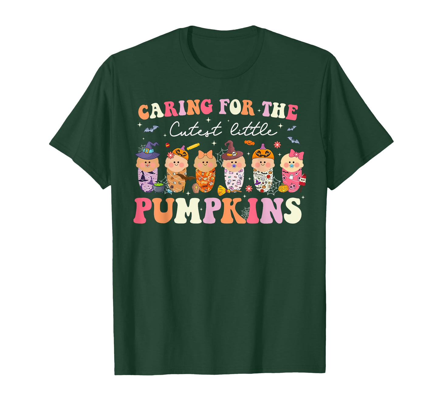 Caring For The Cutest Little Pumpkins Halloween Nicu Nurse T-Shirt