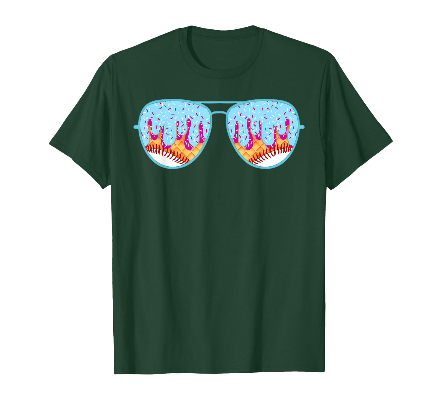 Baseball Sunglasses Ice Cream Drip With Sprinkles T-Shirt
