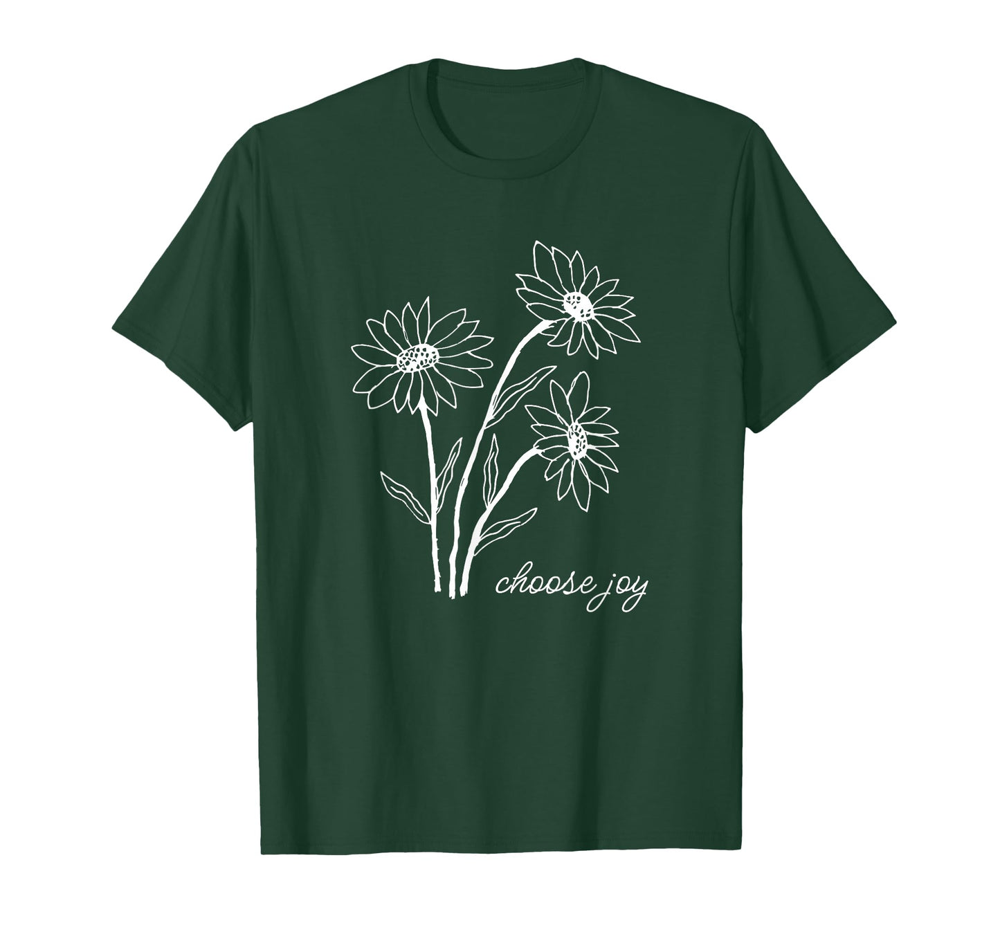 CAMCdesigns Choose Joy Floral Flower Garden Happy Christian Inspiration T-Shirt, Small, Black
