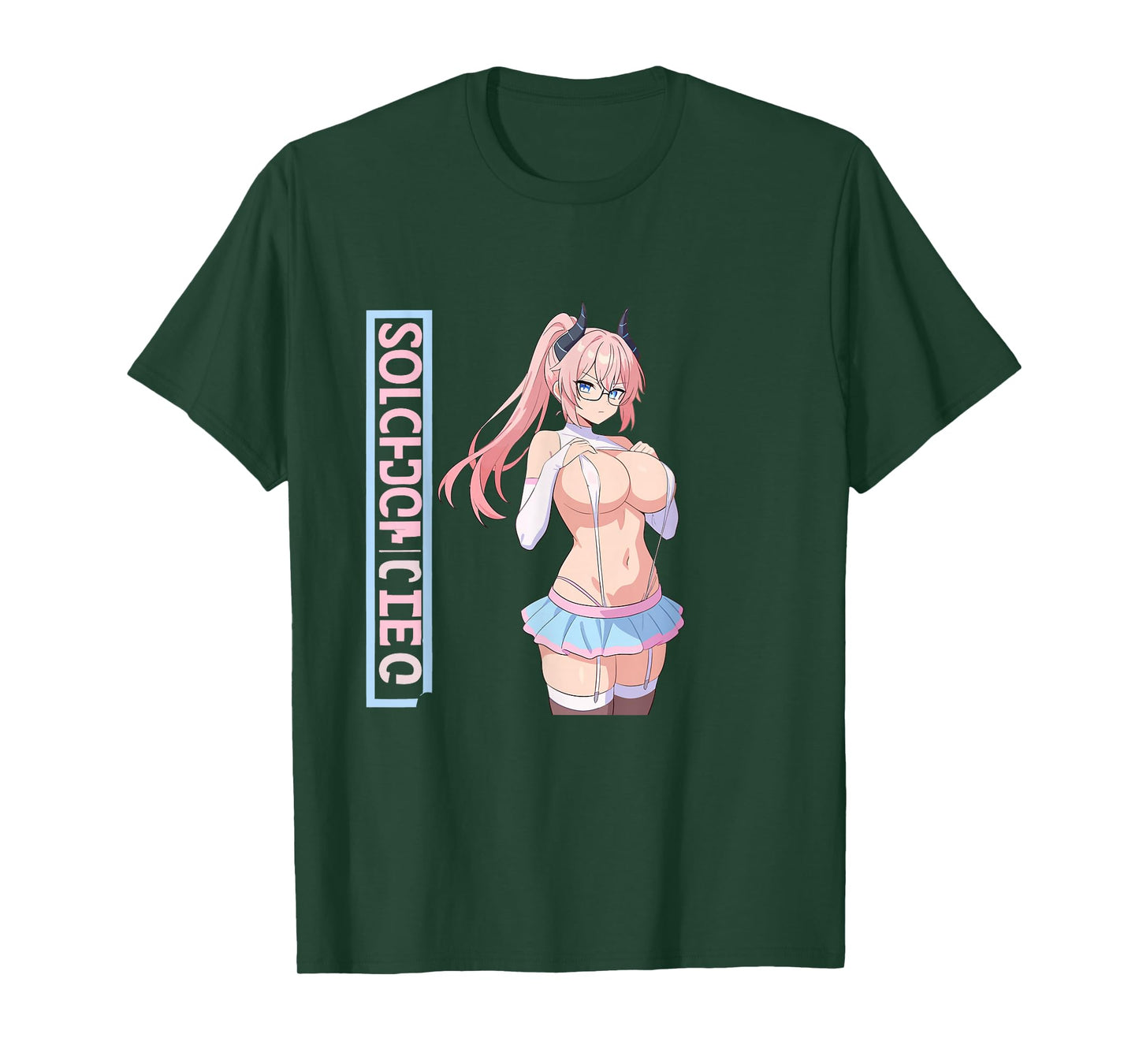 Waifu Sexy Anime Girl Horns Mini Skirt Japanese Retro Art T-Shirt