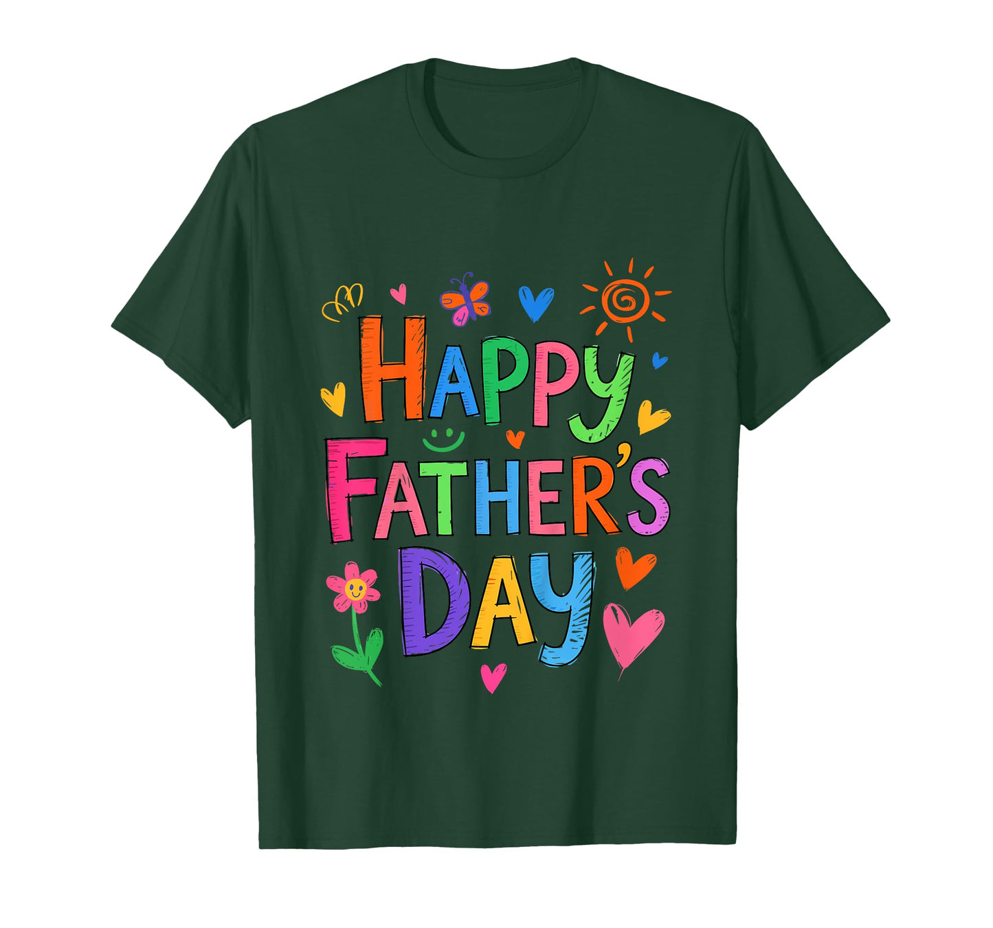 Kids Happy Father's Day Funny Daughter Girl Boy Kid Hand Drawn T-Shirt