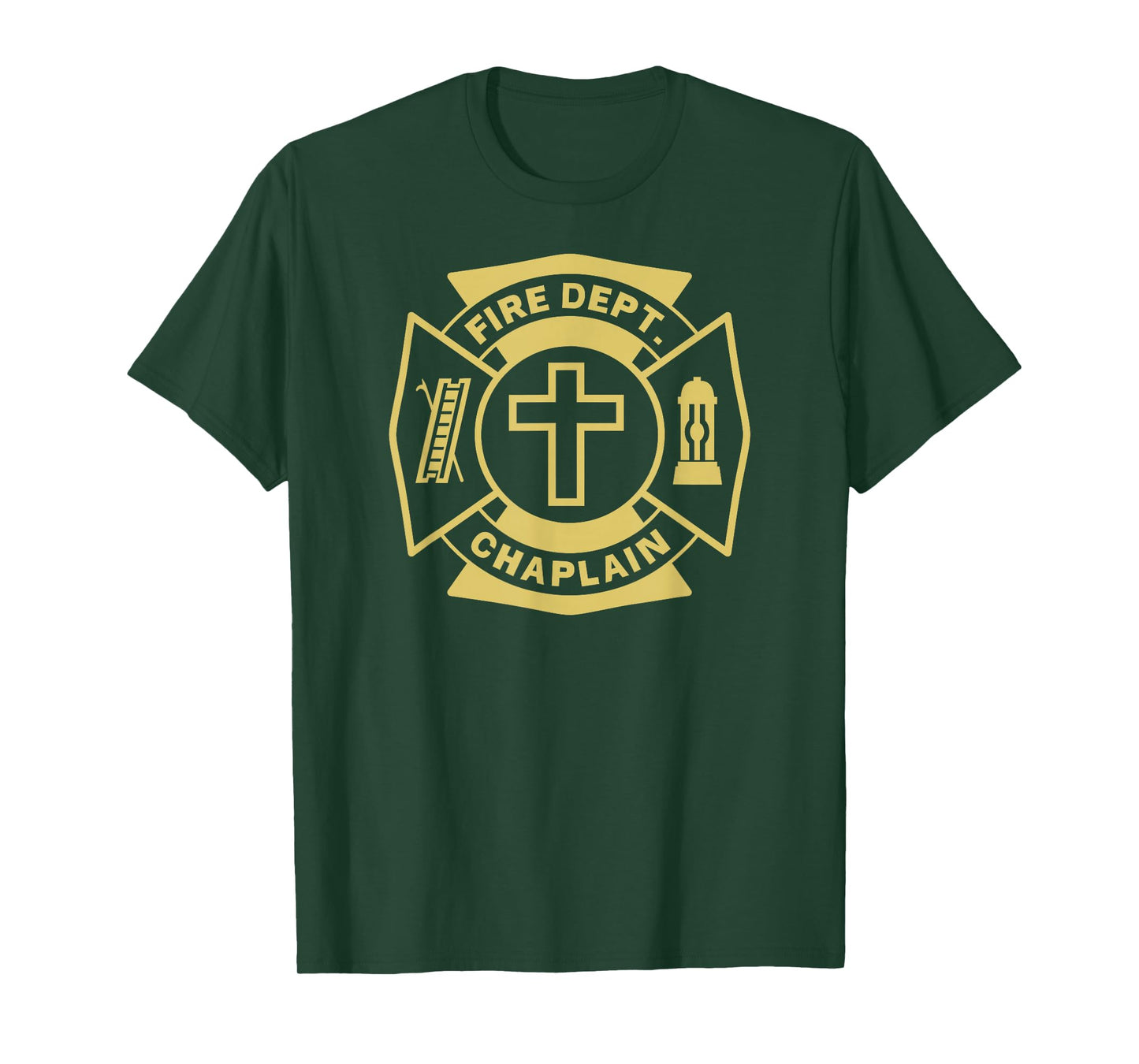 FIRE CHAPLAIN Firefighter Maltese Cross Patch Pastor Priest T-Shirt
