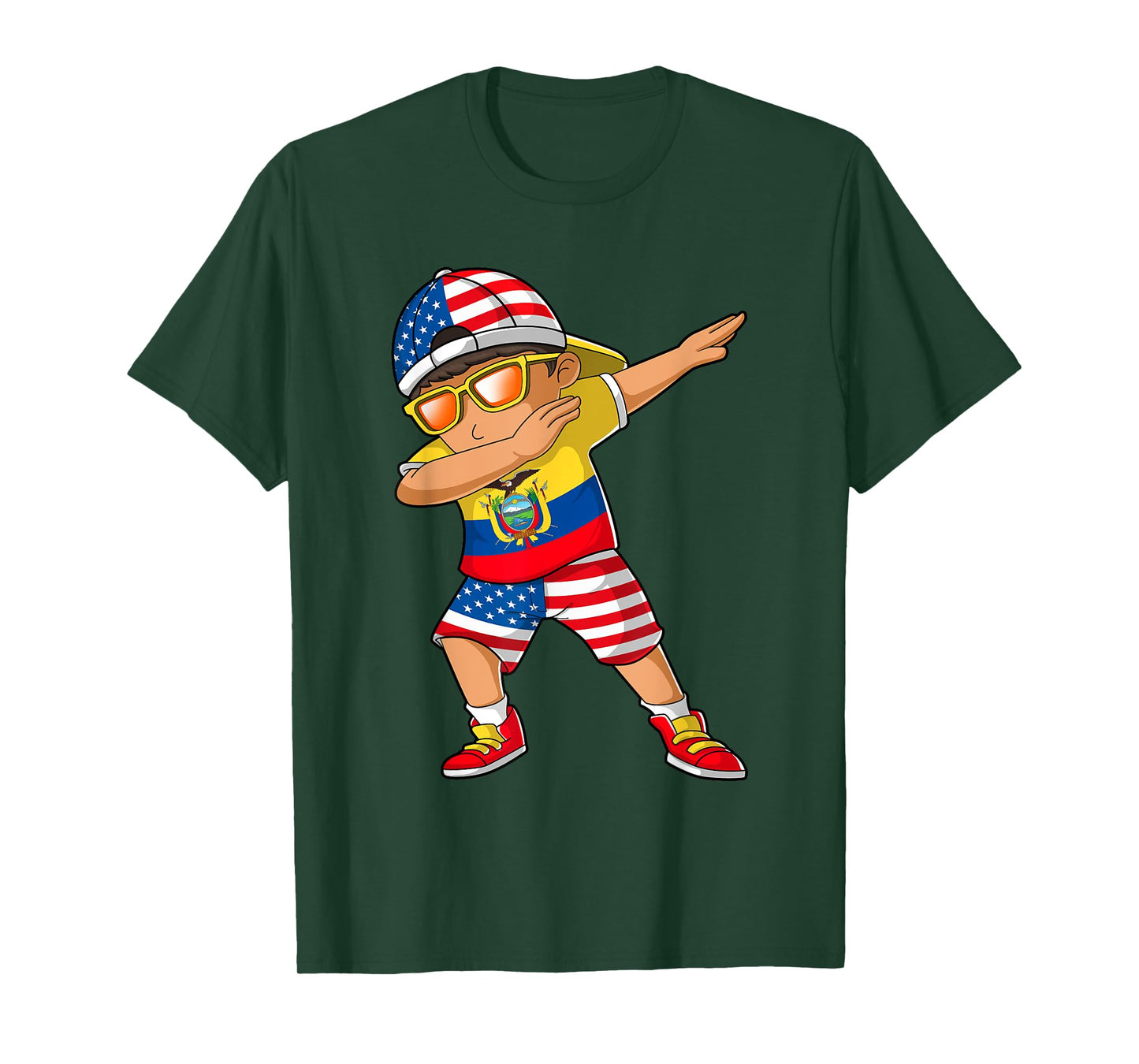 Half American Half Ecuadorian Boy Kid Ecuador Flag Patriotic T-Shirt