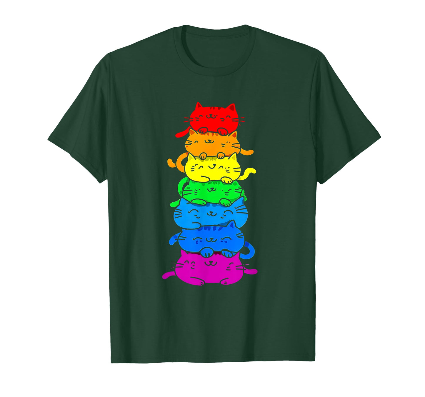 Cat Stack Rainbow Gay Pride Cute LGBT Animal Pet Lover T-Shirt for Men Women Kids