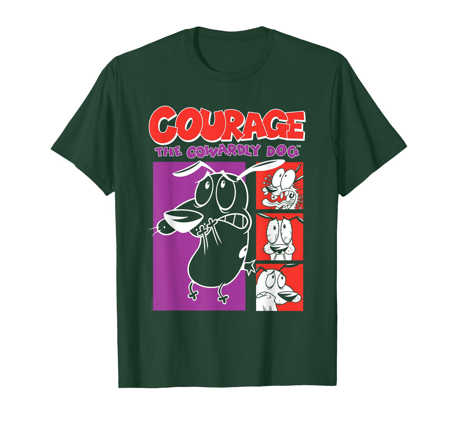 Courage the Cowardly Dog Red and Purple Frames Cartoon T-Shirt