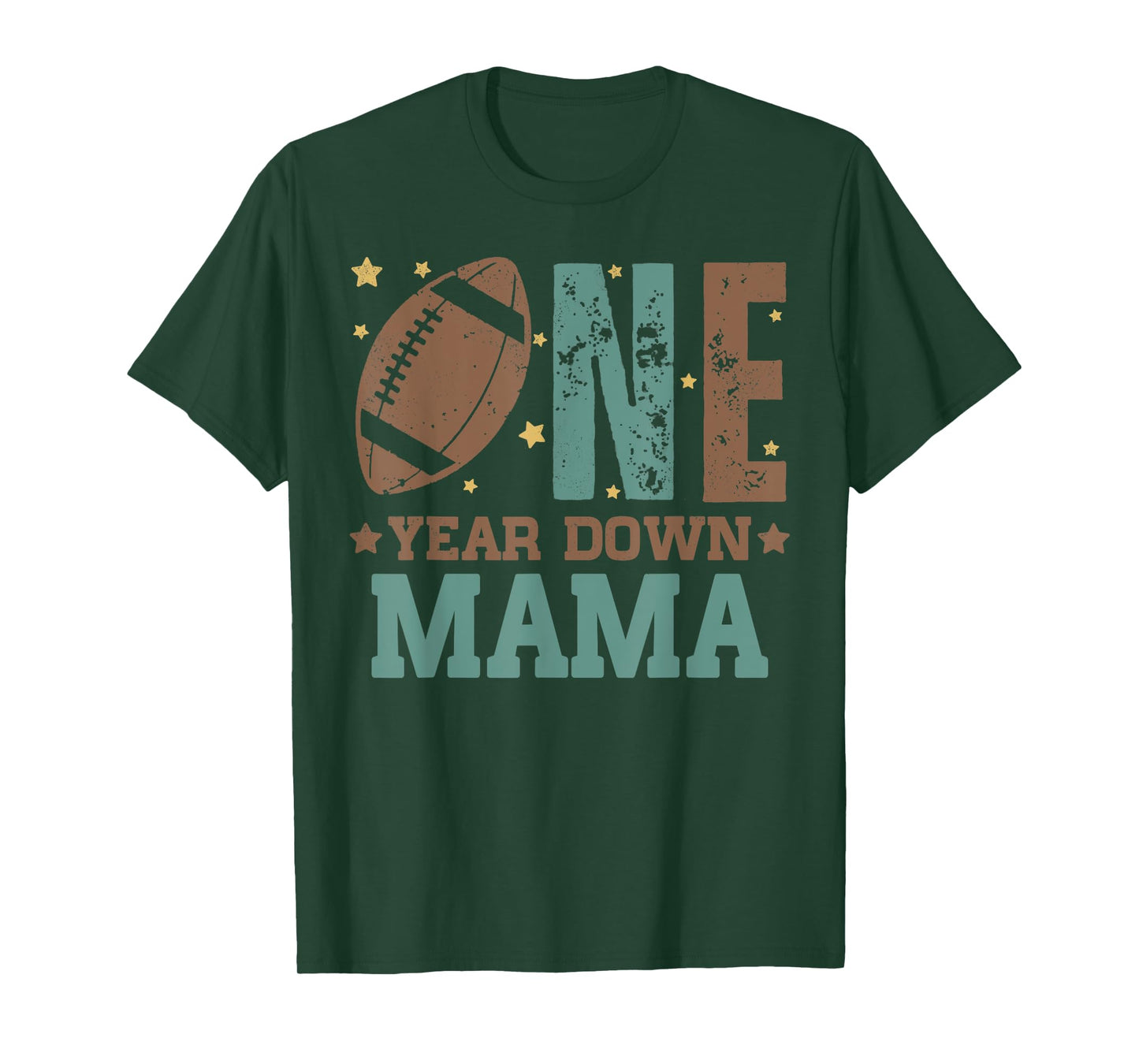 Mama of the 1 Year old Football 1st Year Down Birthday Party T-Shirt