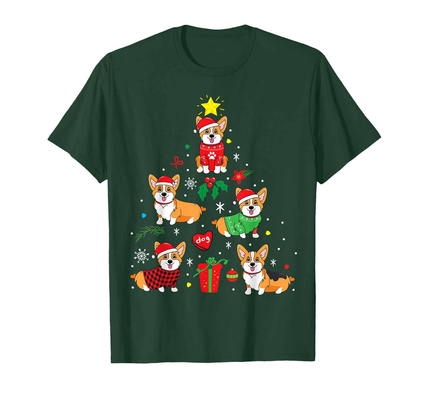 Corgi Christmas Dog Tree Funny Gift Christmas Gift Men Women Kids T-Shirt