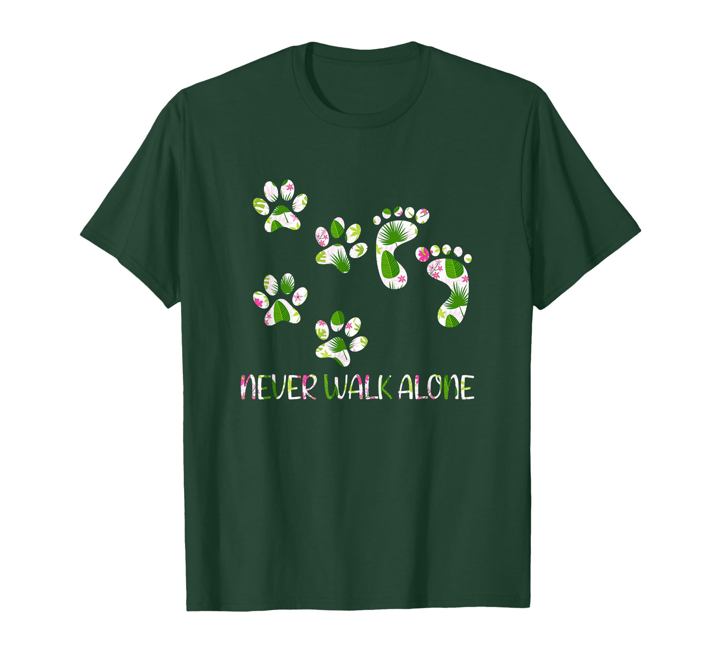 Never Walk a Alone Paw Dog Flower Dog Friends Dog Lover T-Shirt