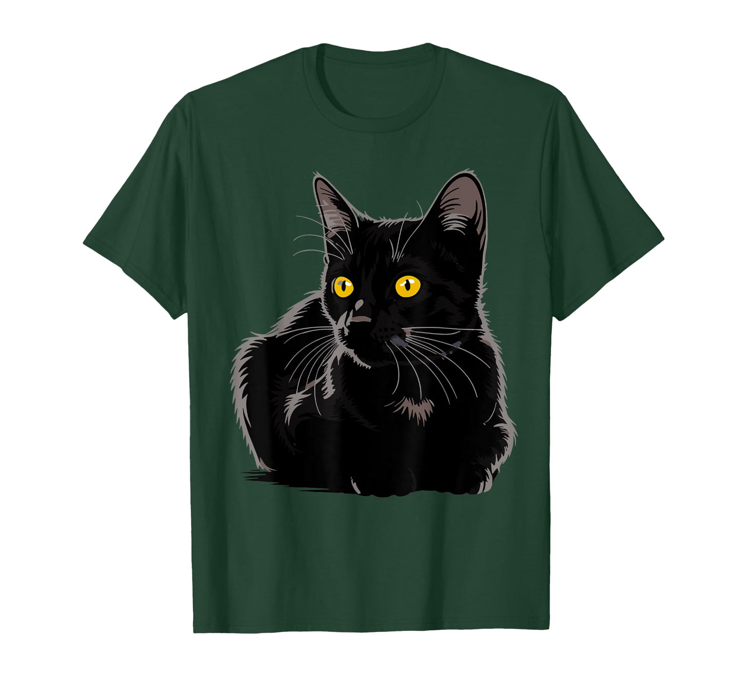 Black Cat Art Graphic with Yellow Eyes Cool Vintage T-Shirt