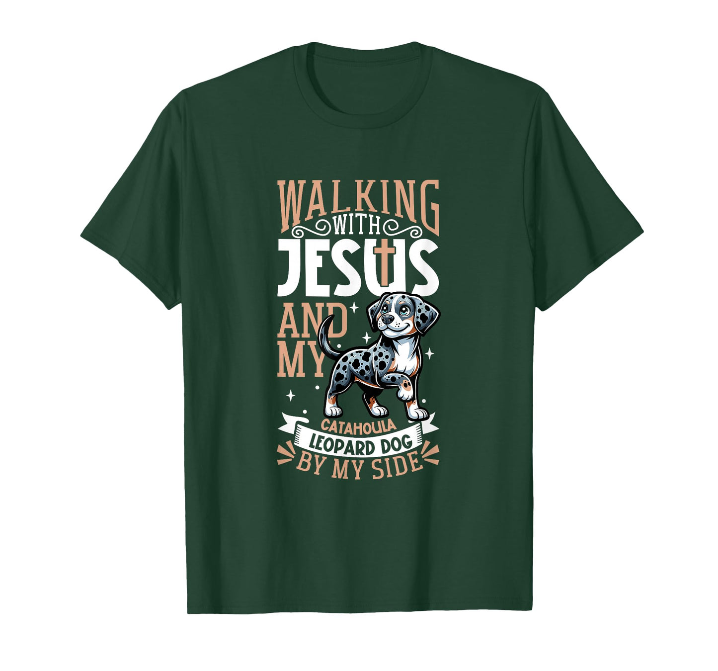 Jesus and Dog - Louisiana Catahoula Leopard Dog T-Shirt