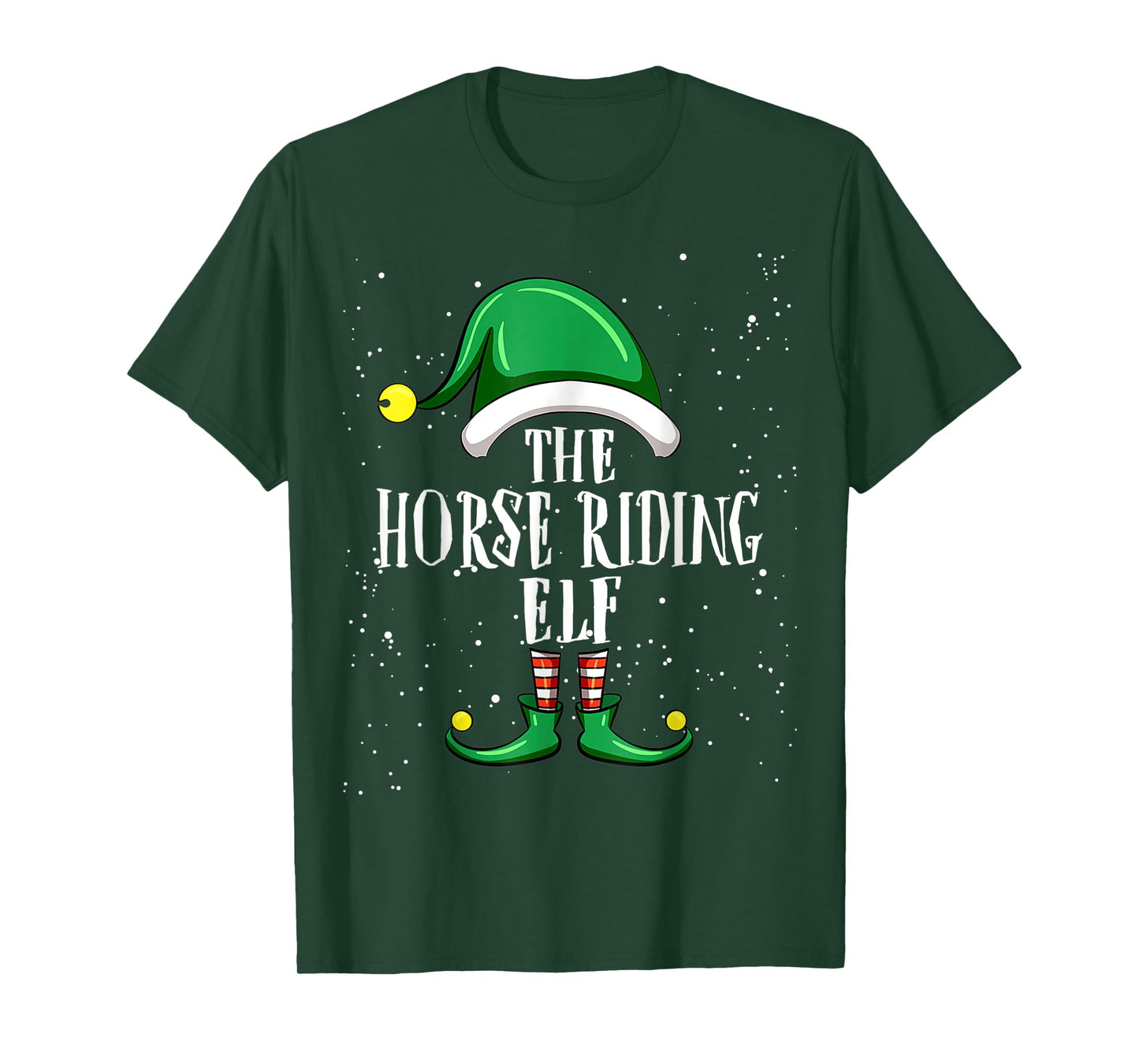 Horse Riding Elf Group Matching Family Christmas Funny T-Shirt