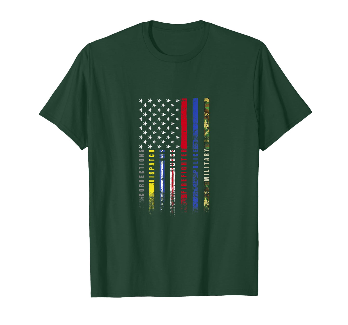 First Responders Hero Flag Nurse EMS Police Fire Military T-Shirt