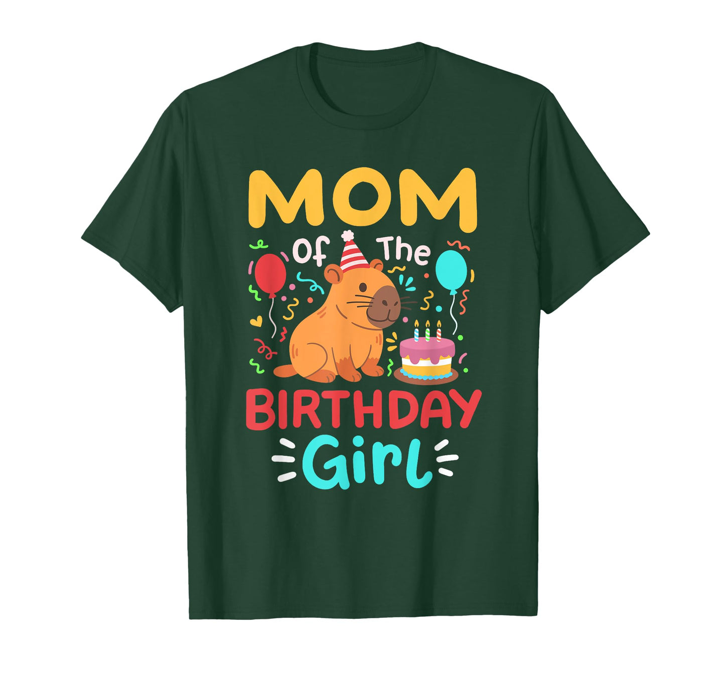 Mom Of The Birthday Girl Cute Capybara Bday Family Matching T-Shirt