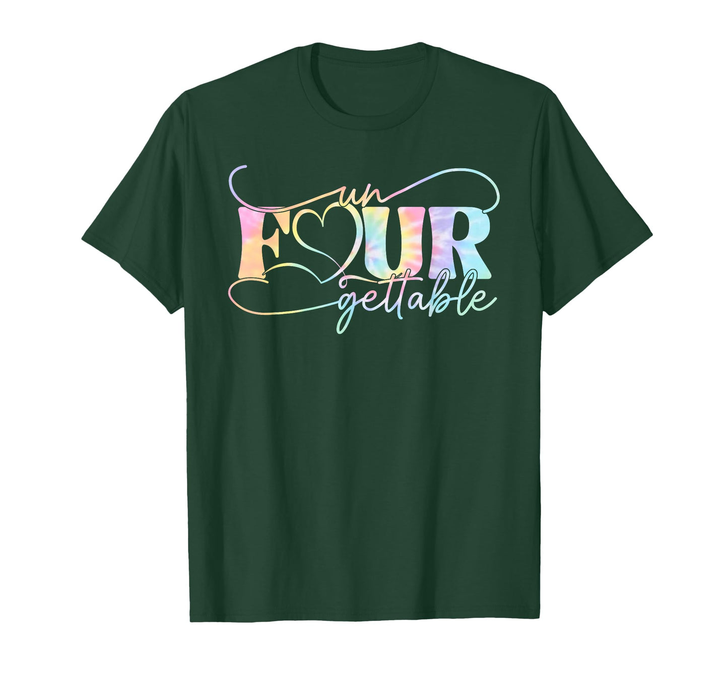 Un Four Gettable Heart Tie Dye 4th Birthday Girls Boys Kids T-Shirt