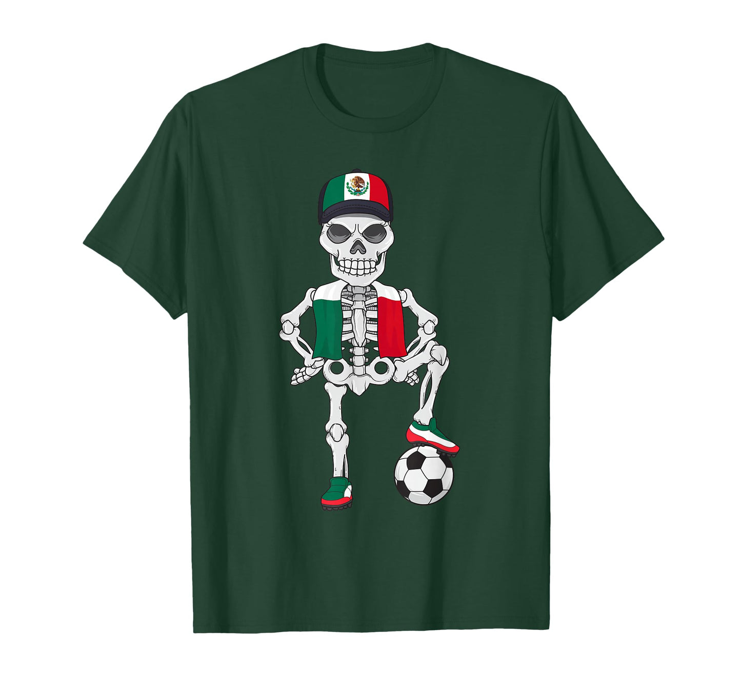 Mexico Soccer Skeleton Fan Team T-Shirt