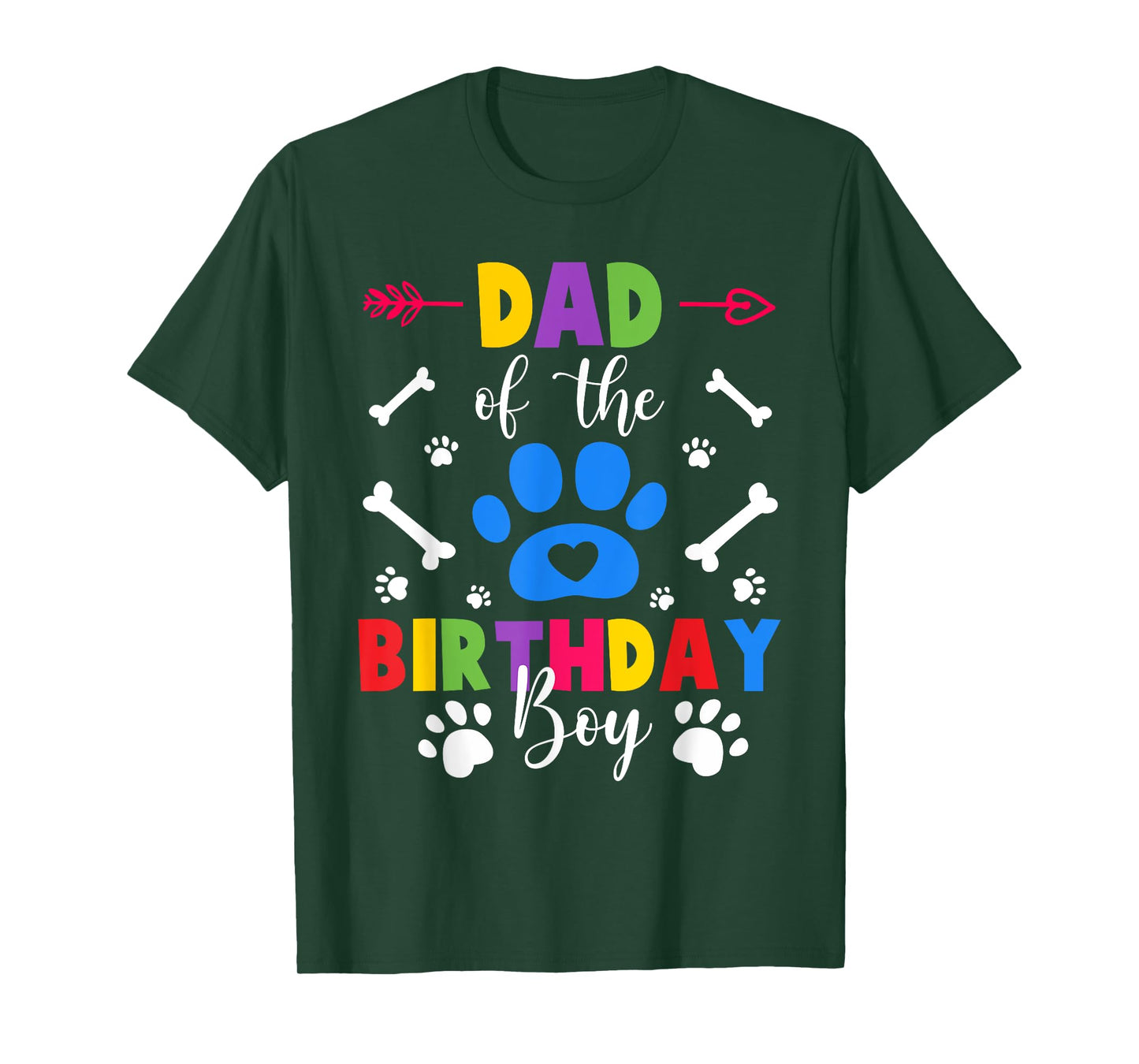 Dad And Mom Of The Birthday Boy Dog Paw Family Matching T-Shirt