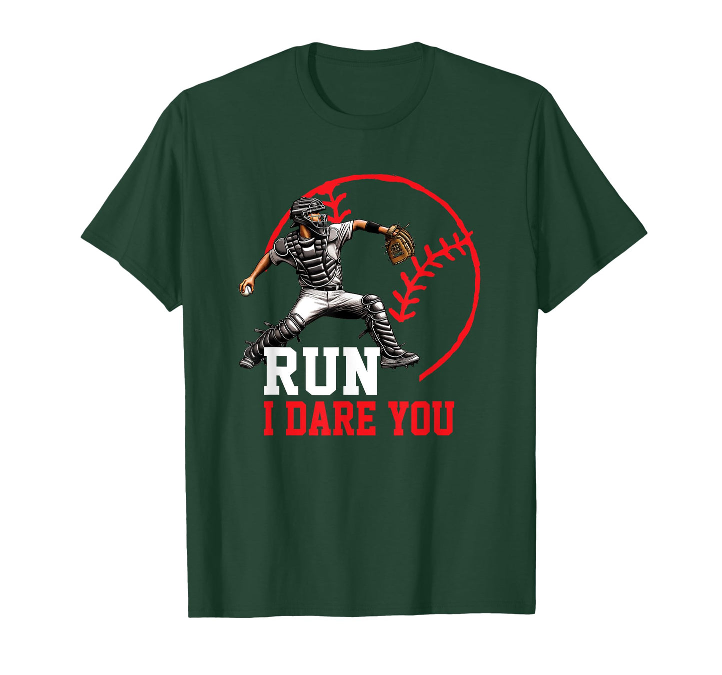 Baseball Catcher Run I Dare You Throwing Action Design T-Shirt
