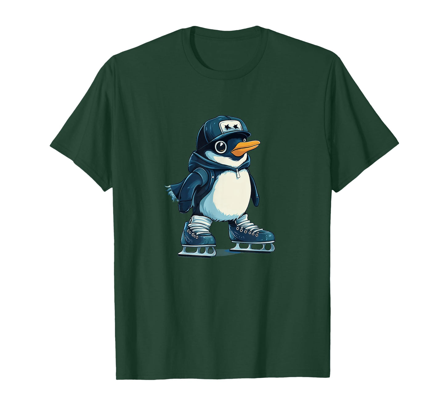 Funny Penguin with Hat in Shoes for Ice Skating Adventures T-Shirt