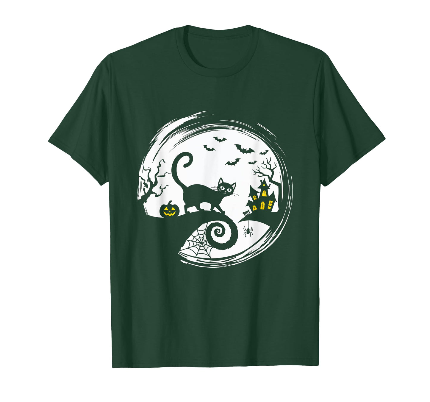 Halloween Cat Pumpkin Bats Spooky Black Cat T-Shirt