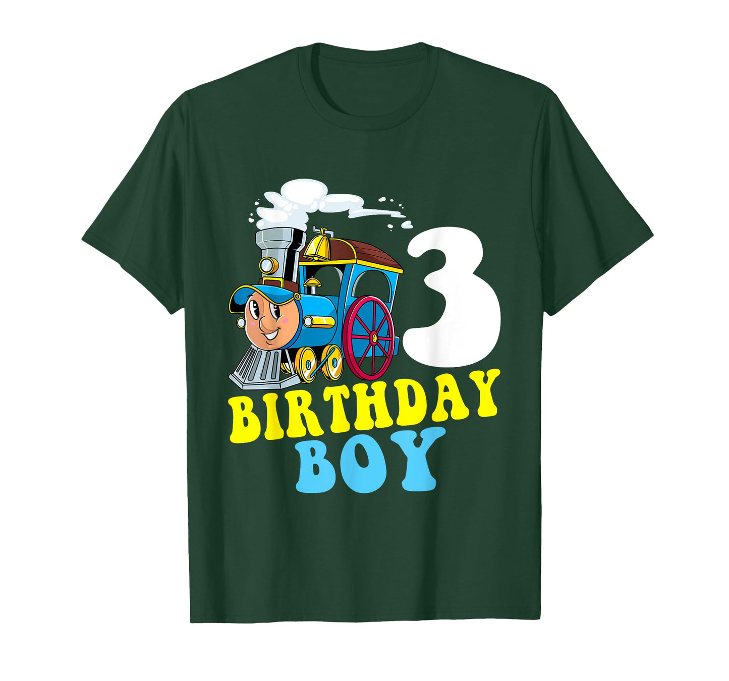 3rd Birthday Boy Train Lovers Three Years Old Kids Toddlers T-Shirt
