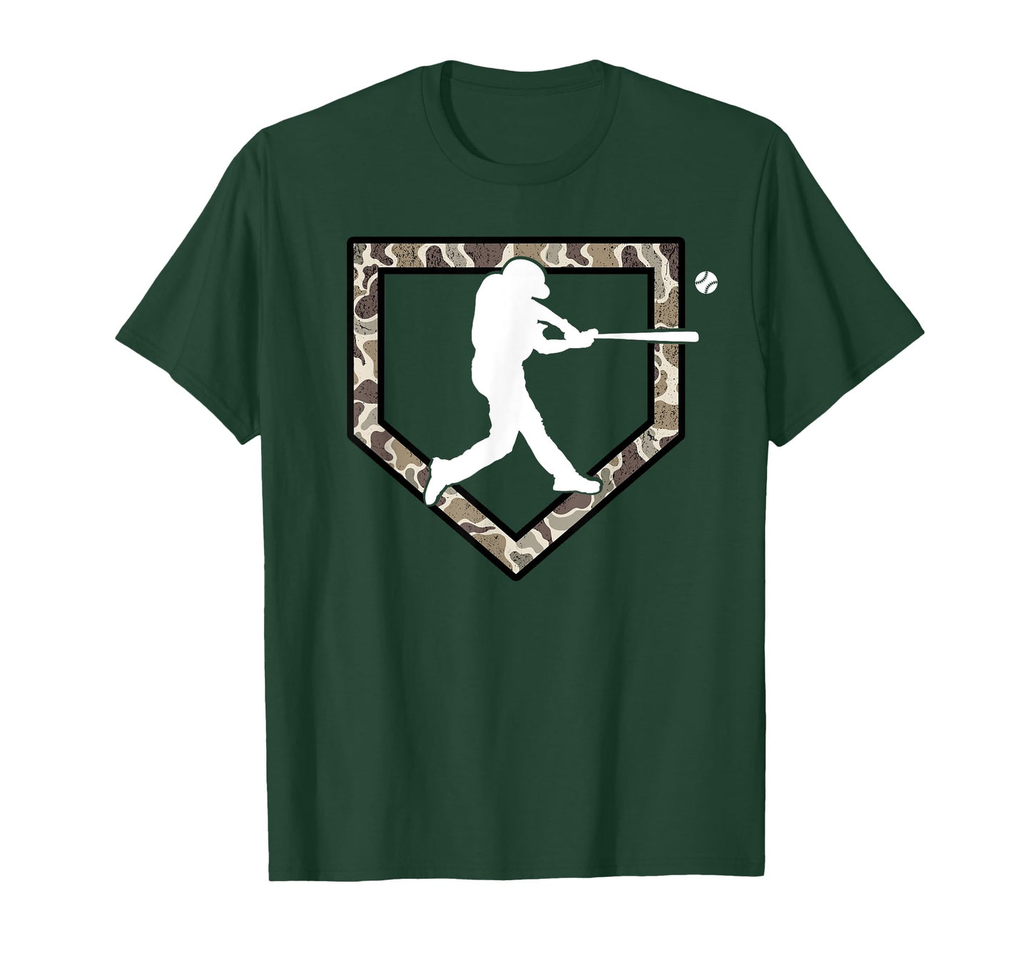 Baseball Home Plate and Player Camouflage Men Boys Youth T-Shirt
