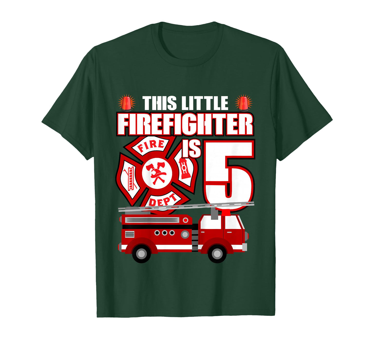 5 Year Old Firefighter Birthday Party Fire Truck 5th Gift T-Shirt