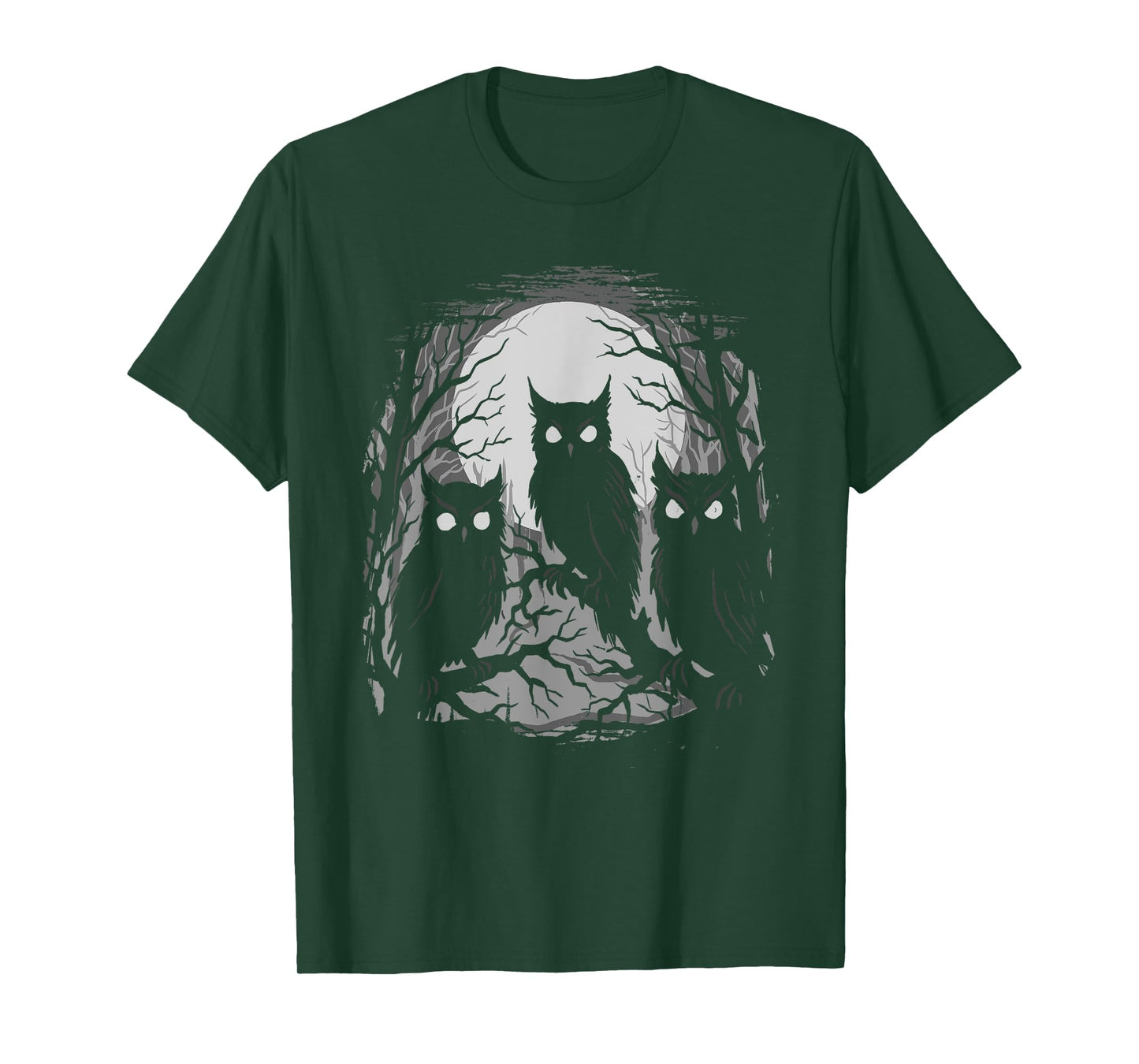 Creepy Owls Gothic Weirdcore Evil Owls Moonlit Forest Horror T-Shirt