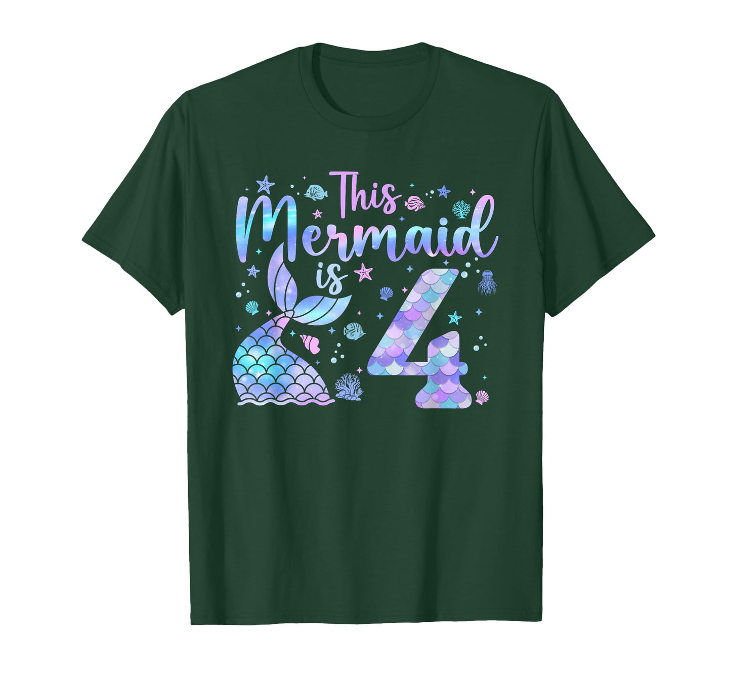 This Mermaid is 4th Birthday 4 Year Old Bday Gifts Girl Kids T-Shirt