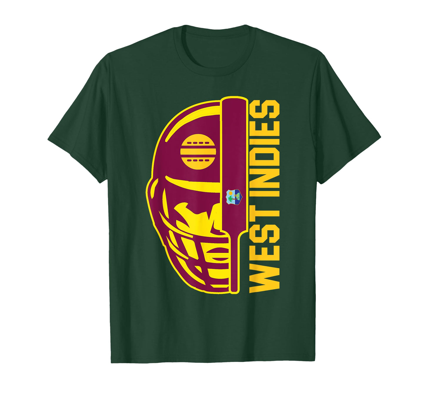 Cricket West Indies Fan Helmet Ball and Bat Design T-Shirt