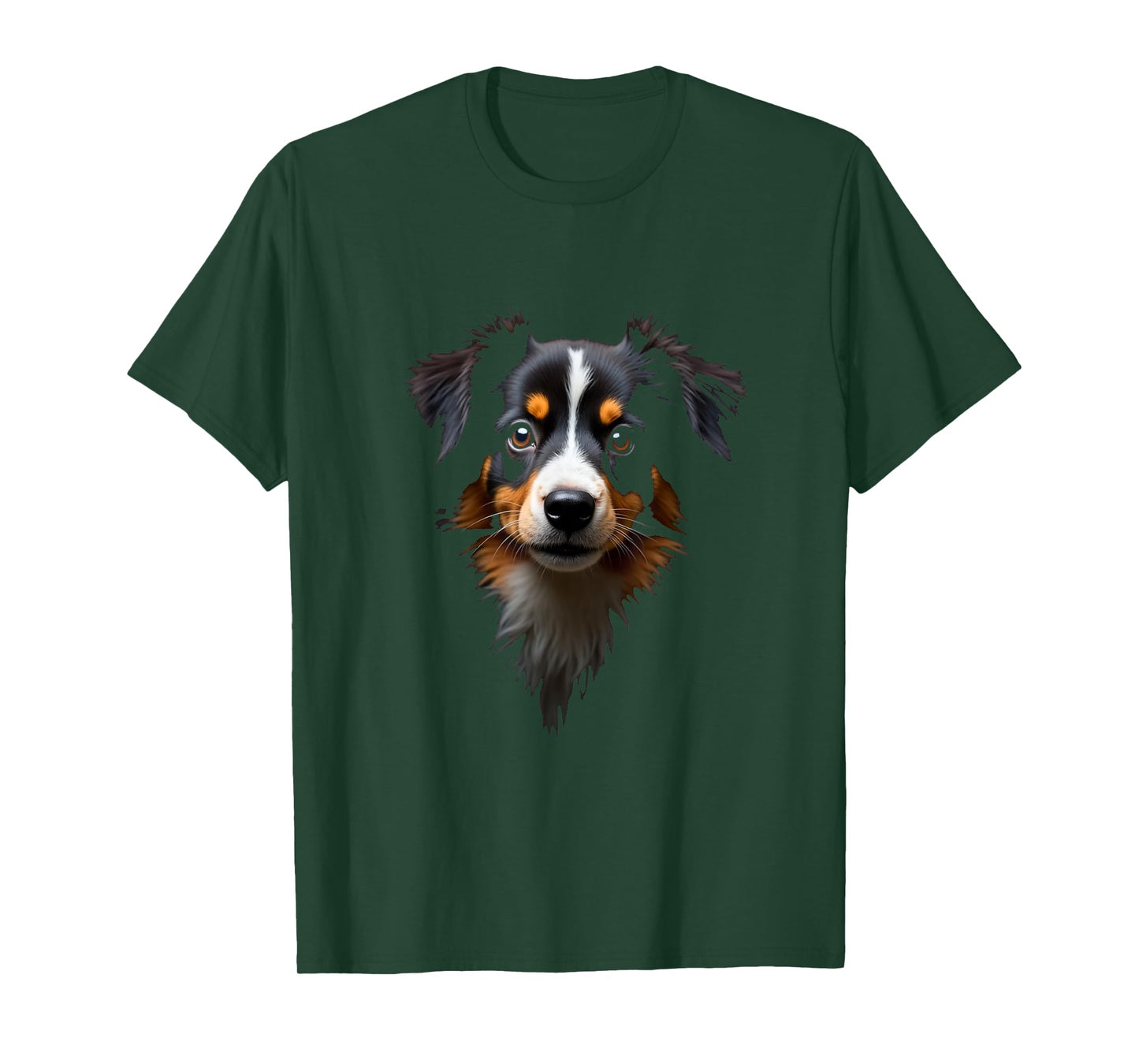 Black Miniature American Shepherd Dog Mini Aussie Face T-Shirt