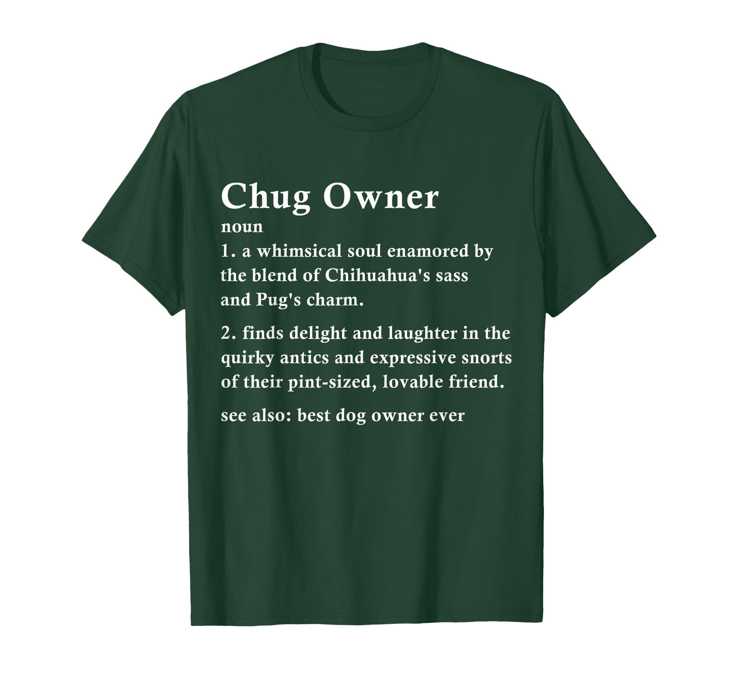 Pugwahua Funny Chug Dog Definition T-Shirt, Small, Black