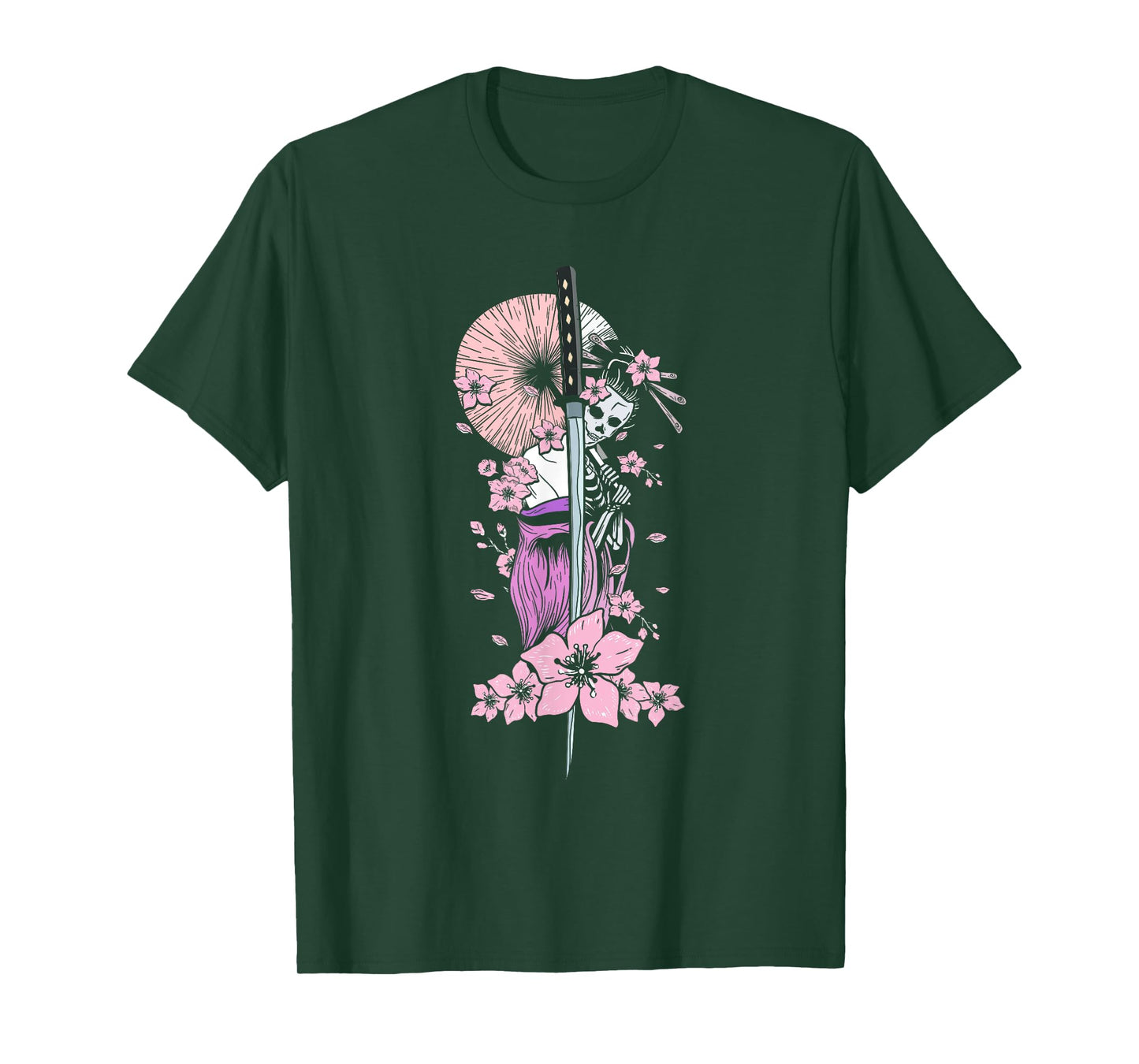 Japanese Geisha with Geisha and Cherry Blossom and Sakura T-Shirt