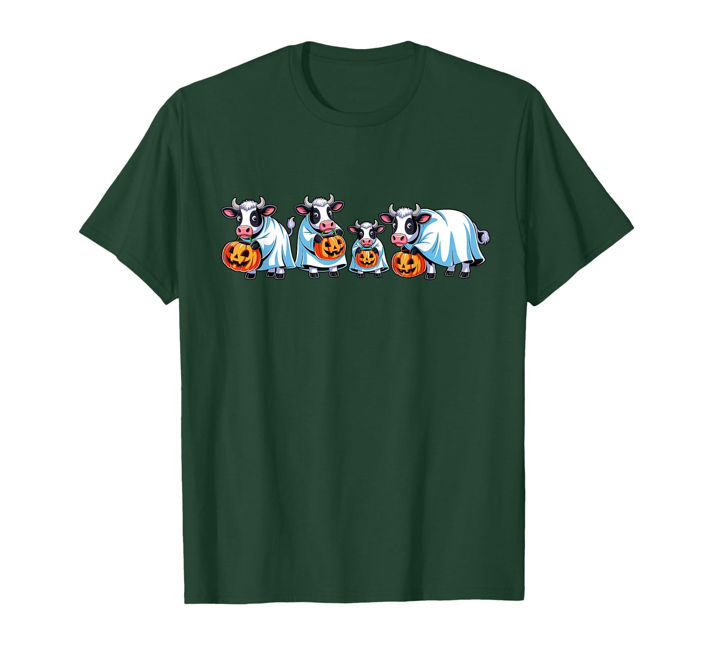 Spooky Cows Ghost Halloween Farm Animals Autumn Pumpkin T-Shirt
