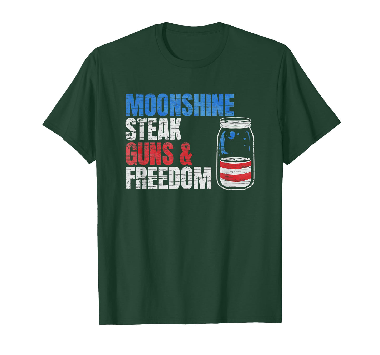 Moonshine Steak Guns & Freedom - USA Flag T-Shirt for Women Men